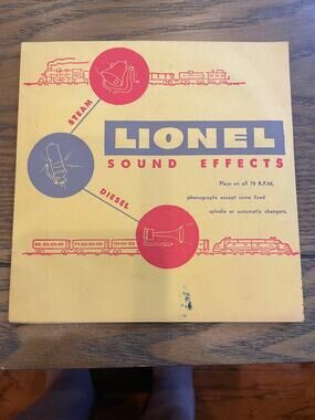 Vintage 1952 Lionel Trains Sound Effects Picture Record 78 RPM Original Sleeve